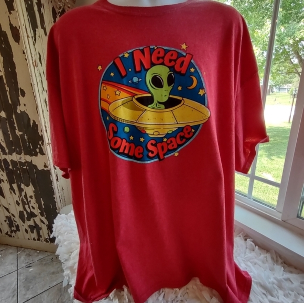 3X, Space Themed Crew Neck Tee
